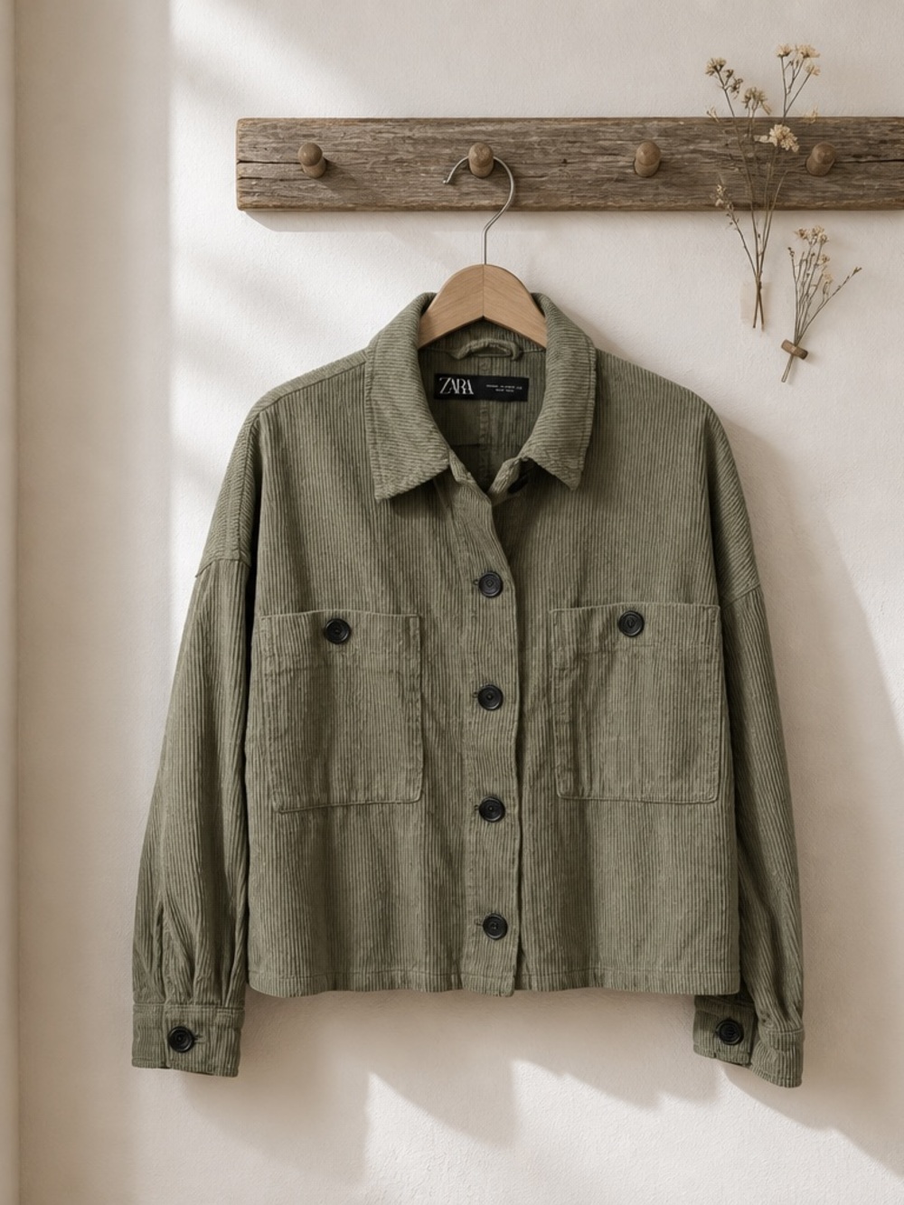 Zara Olive Green Corduroy Jacket - Picture 2 of 8